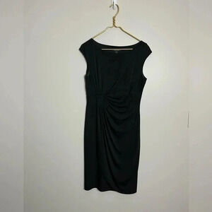 White House Black market asymmetrical ruched black dress size‎ 8